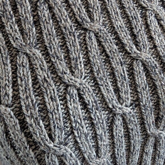 Liz Claiborne Liz & Co Vintage Grey Cable Knit Sweater Metallic Thread Medium - Picture 5 of 11
